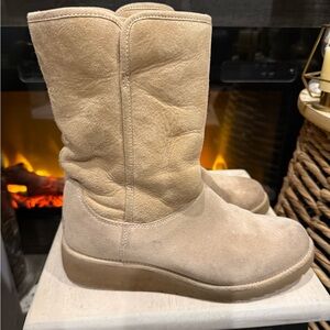 UGG Women's Mid-Calf Suede Boots in Light Tan